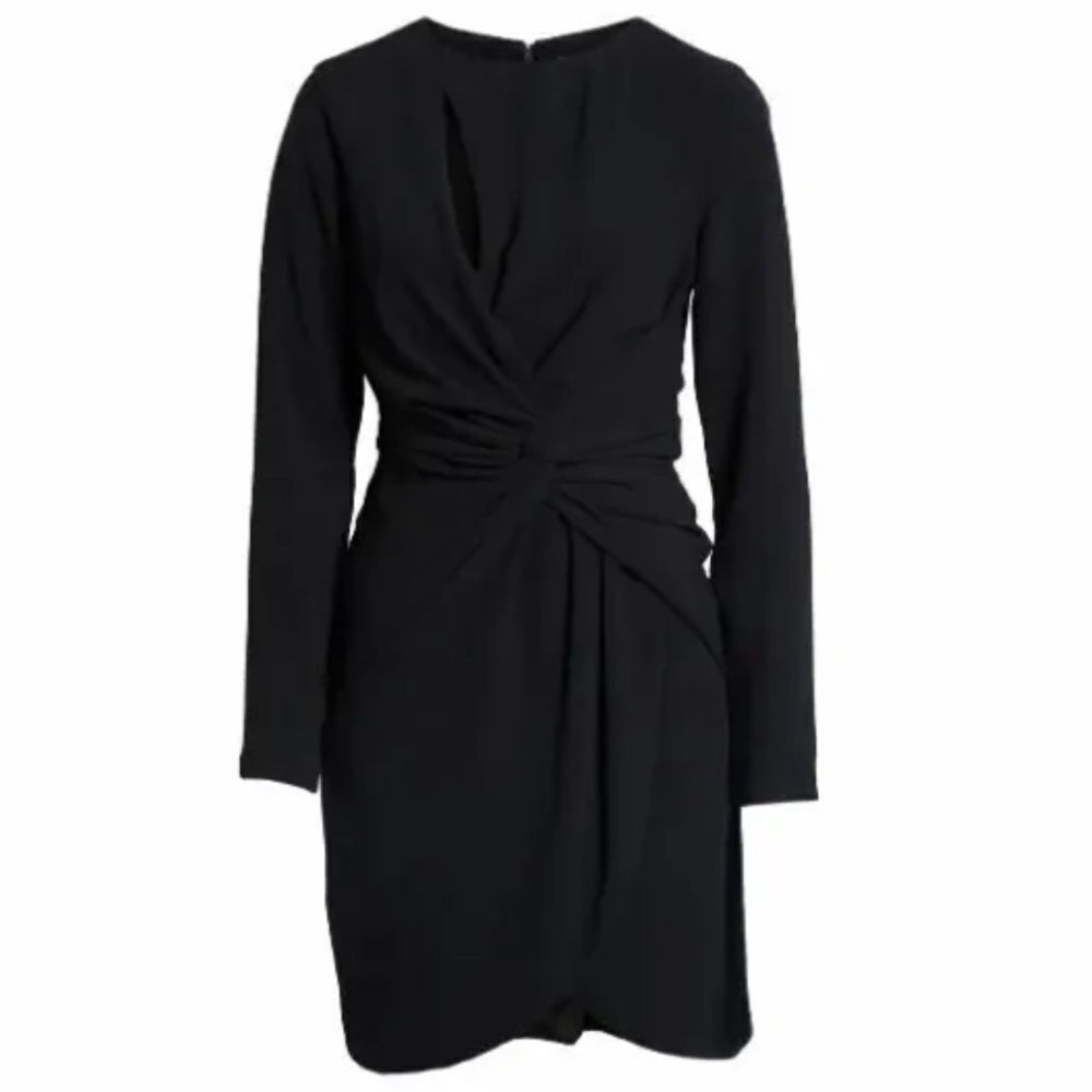 DRESS THE POPULATION Coby Crepe Twist-Front Cocktail Dress Size XS